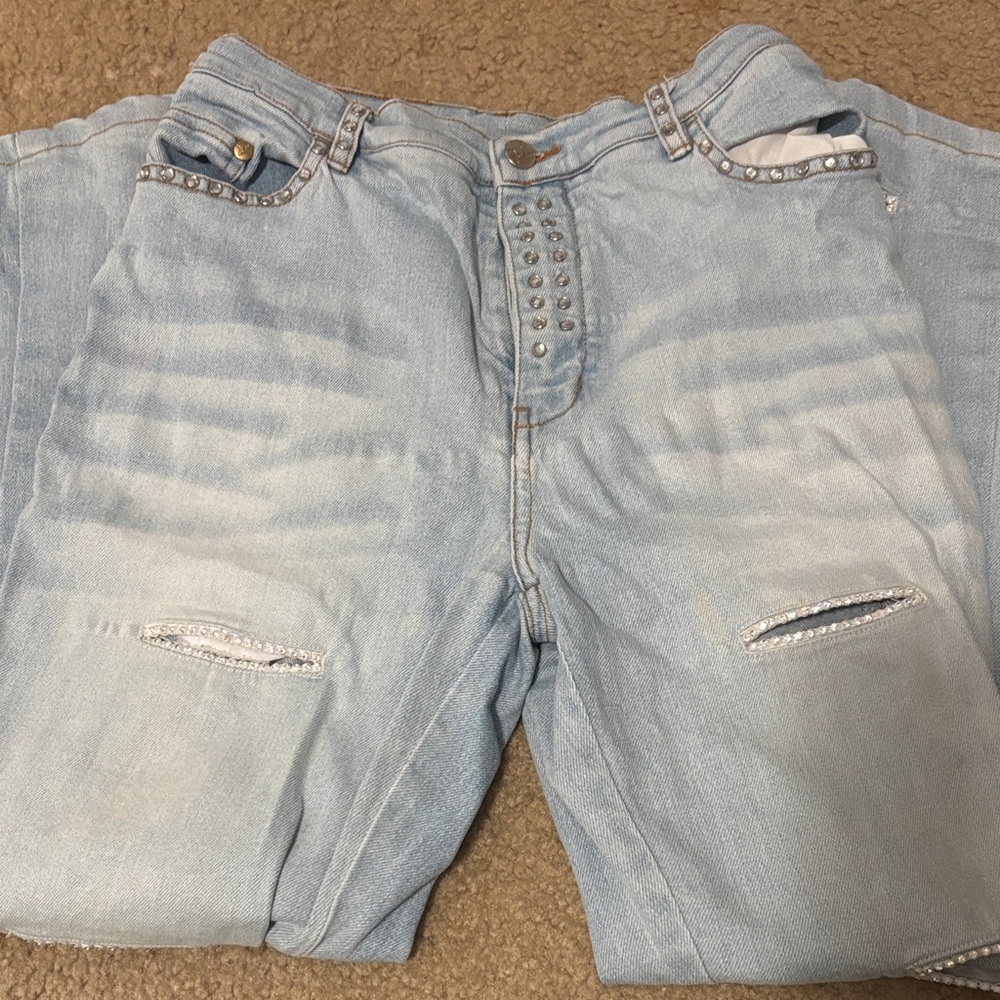 Arev Embellished Light Blue Jeans